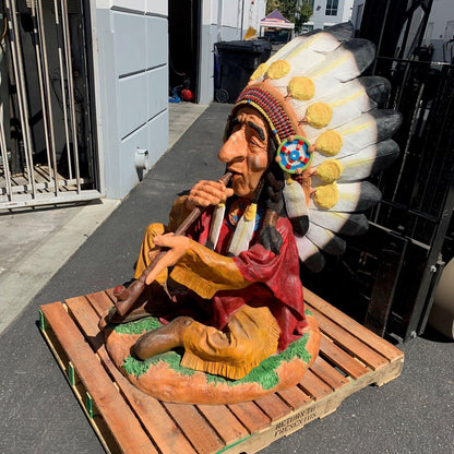 Indian Chief Smoking Statue