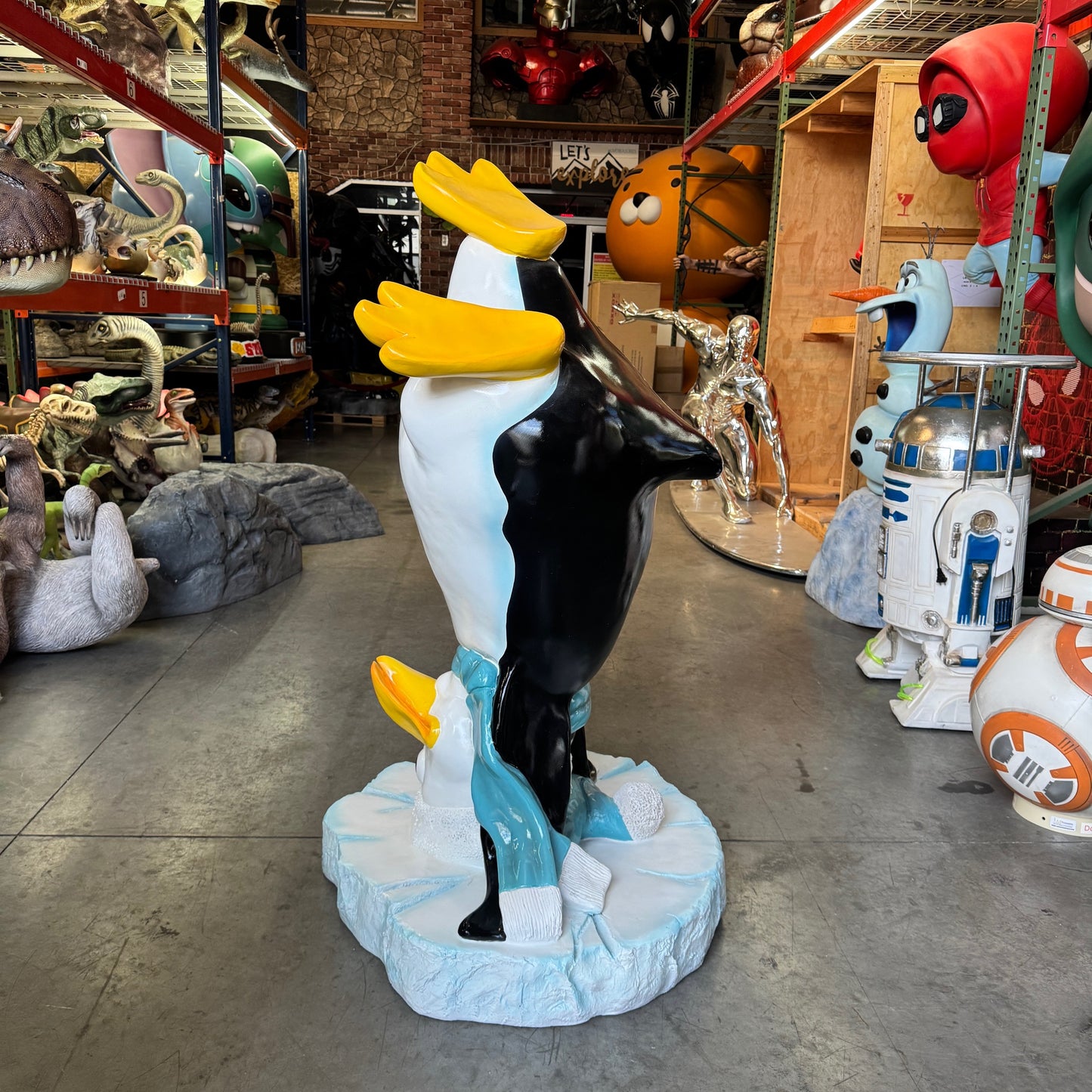 Comic Penguin Upside Down Statue