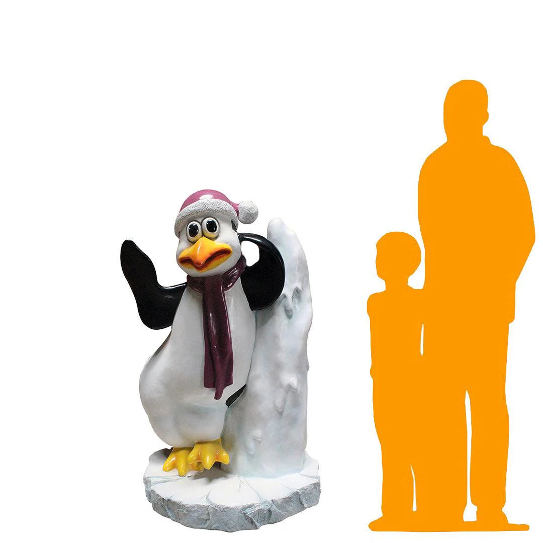 Comic Penguin On Iceberg Statue