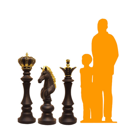 Black Chess Set of 3 Statues