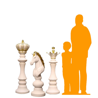 White Chess Set of 3 Statues