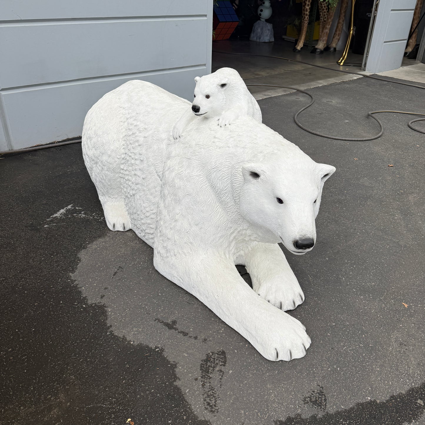 Polar Bear With Cub Statue