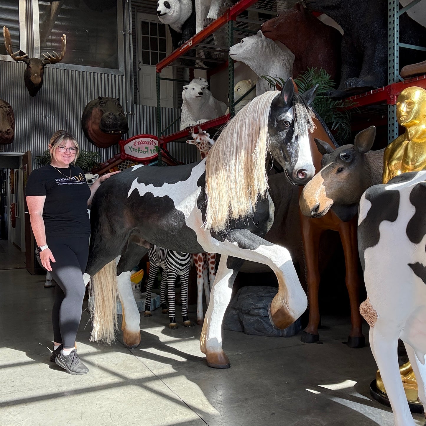 Black And White Piebald Horse Statue