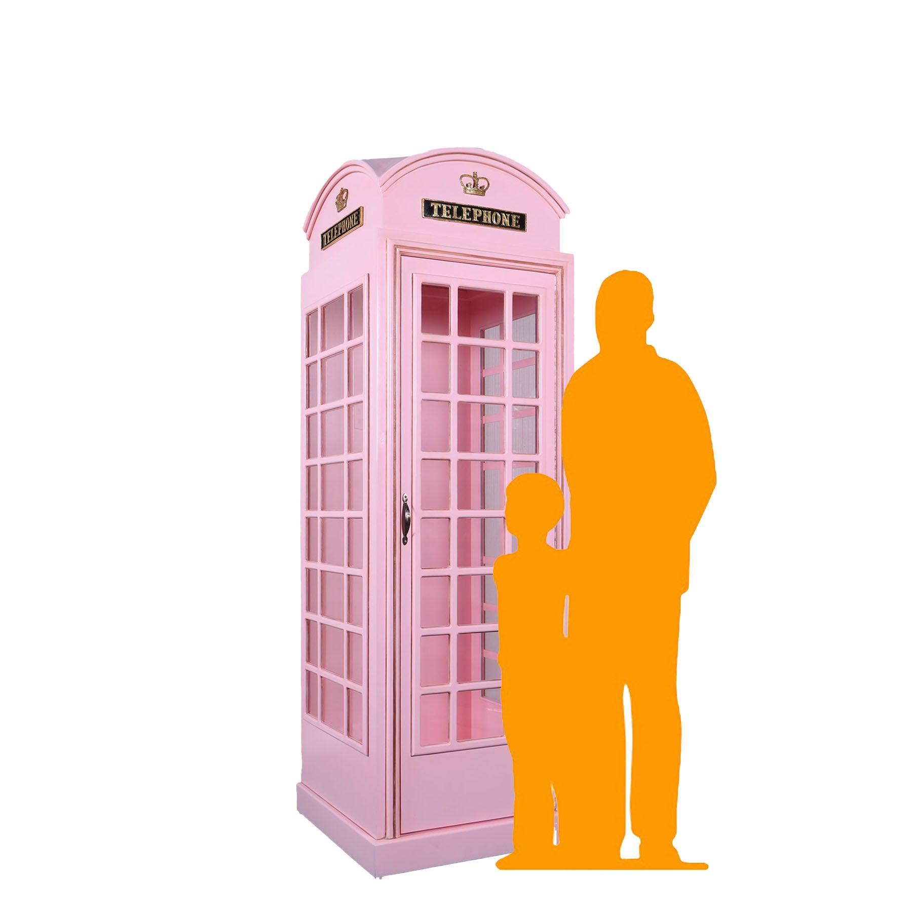 Light Pink British Phone Booth Life Size Statue - LM Treasures Prop Rentals 