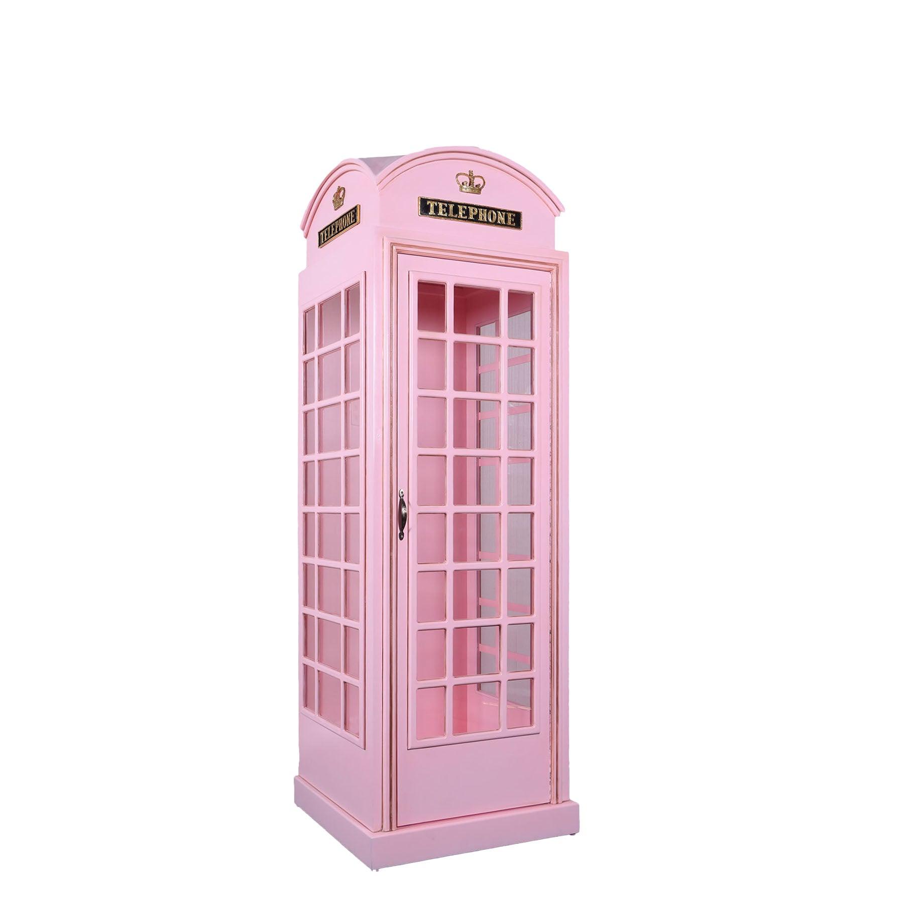 Light Pink British Phone Booth Life Size Statue - LM Treasures Prop Rentals 
