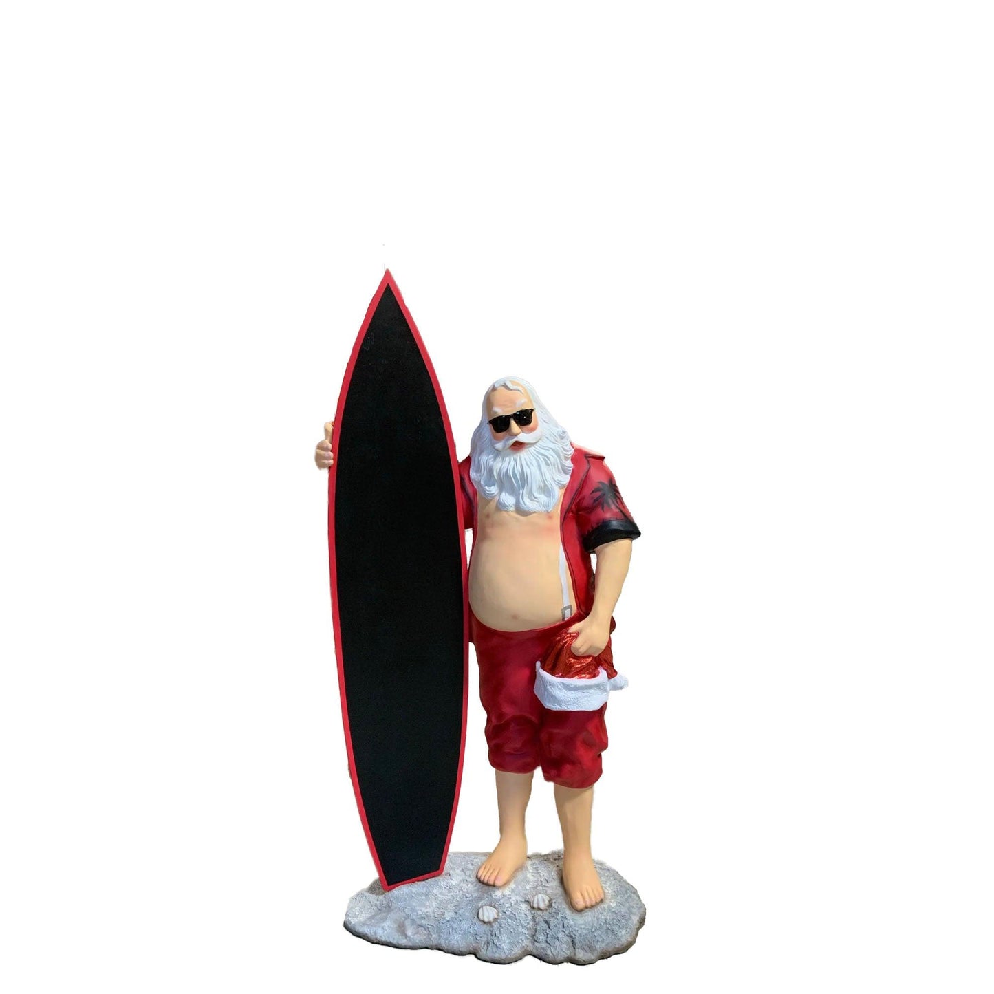 Small Santa Claus With Surfboard Statue