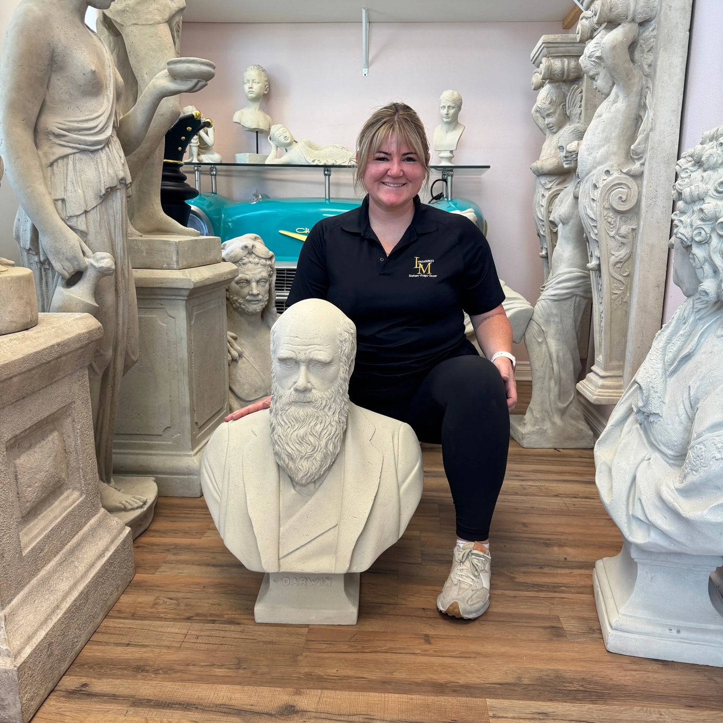 Darwin Stone Bust Statue M0135-130080-H