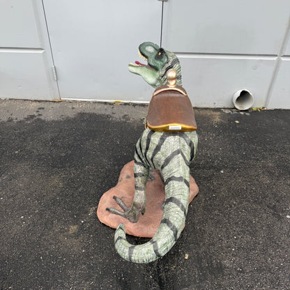 Small T-Rex Dinosaur With Saddle Statue