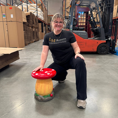 Small Mushroom Child's Stool Statue R0314C-F005-PT