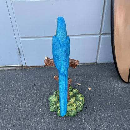 Blue Macaw Parrot On Branch Statue