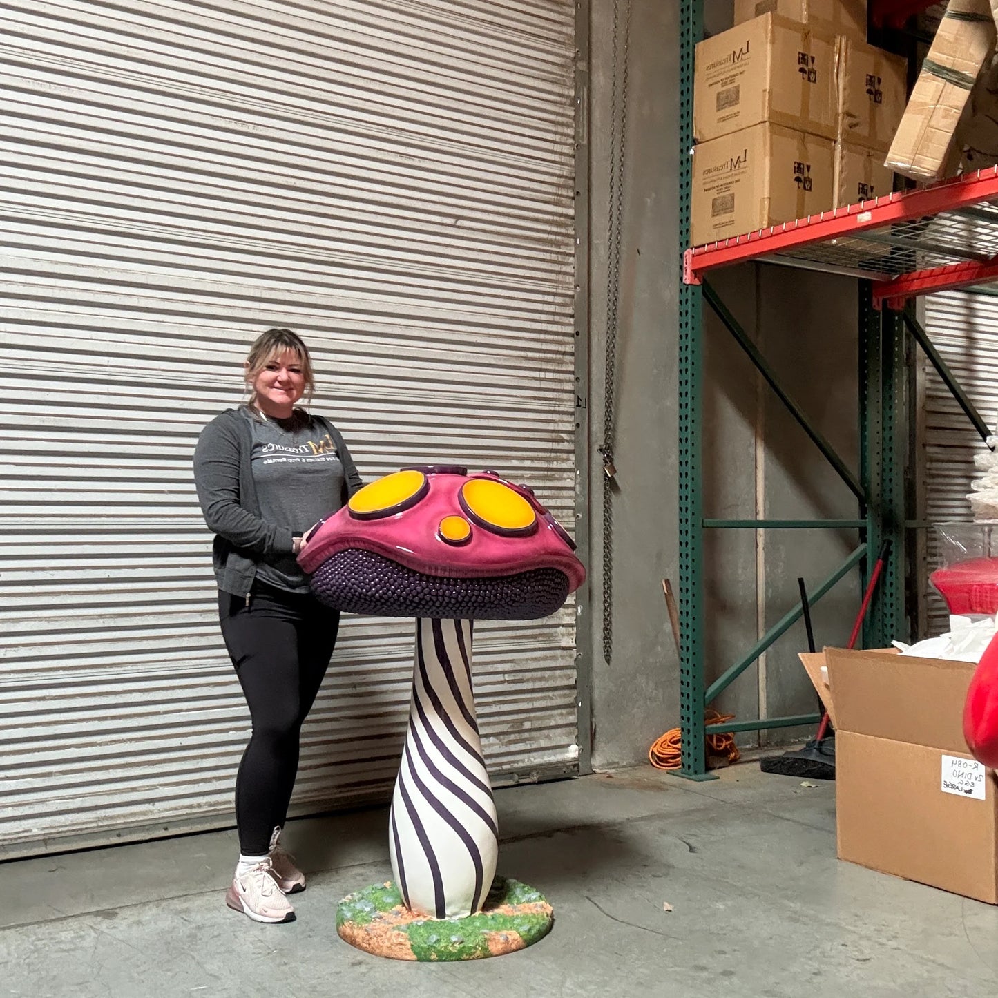 Large Striped Mushroom Statue