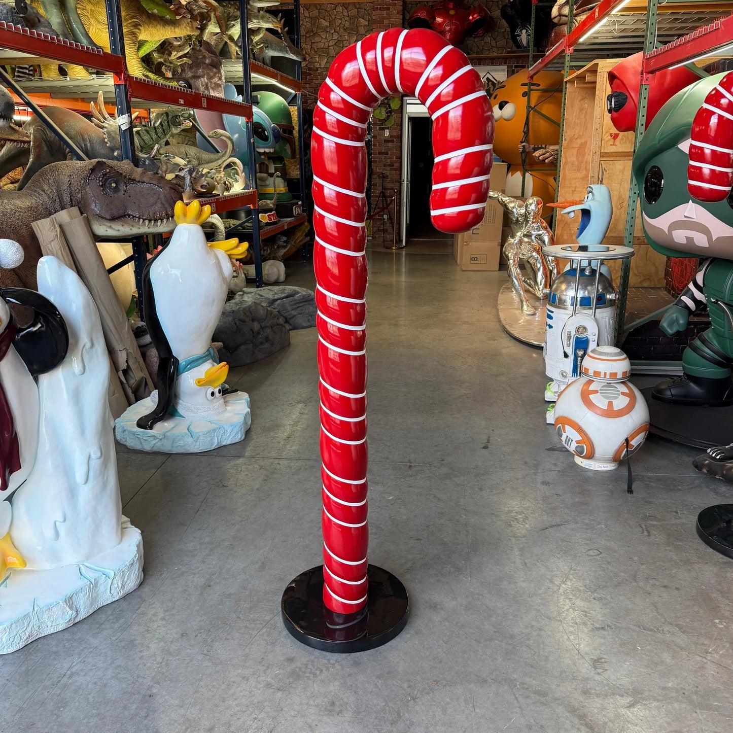 Large Red Cushion Candy Cane Statue