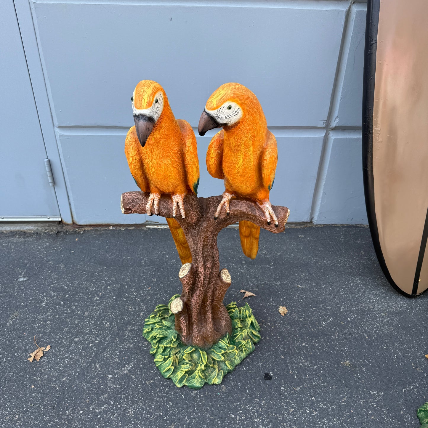 Yellow Macaw Parrots On Branch Statue