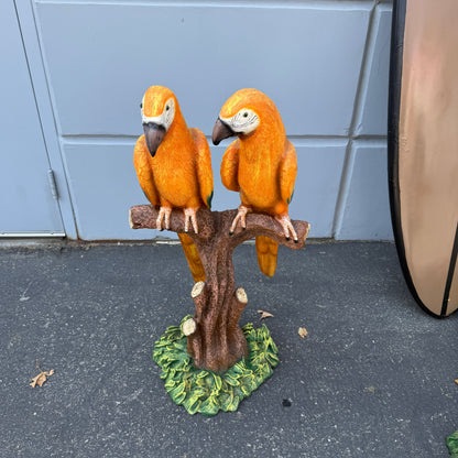 Yellow Macaw Parrots On Branch Statue