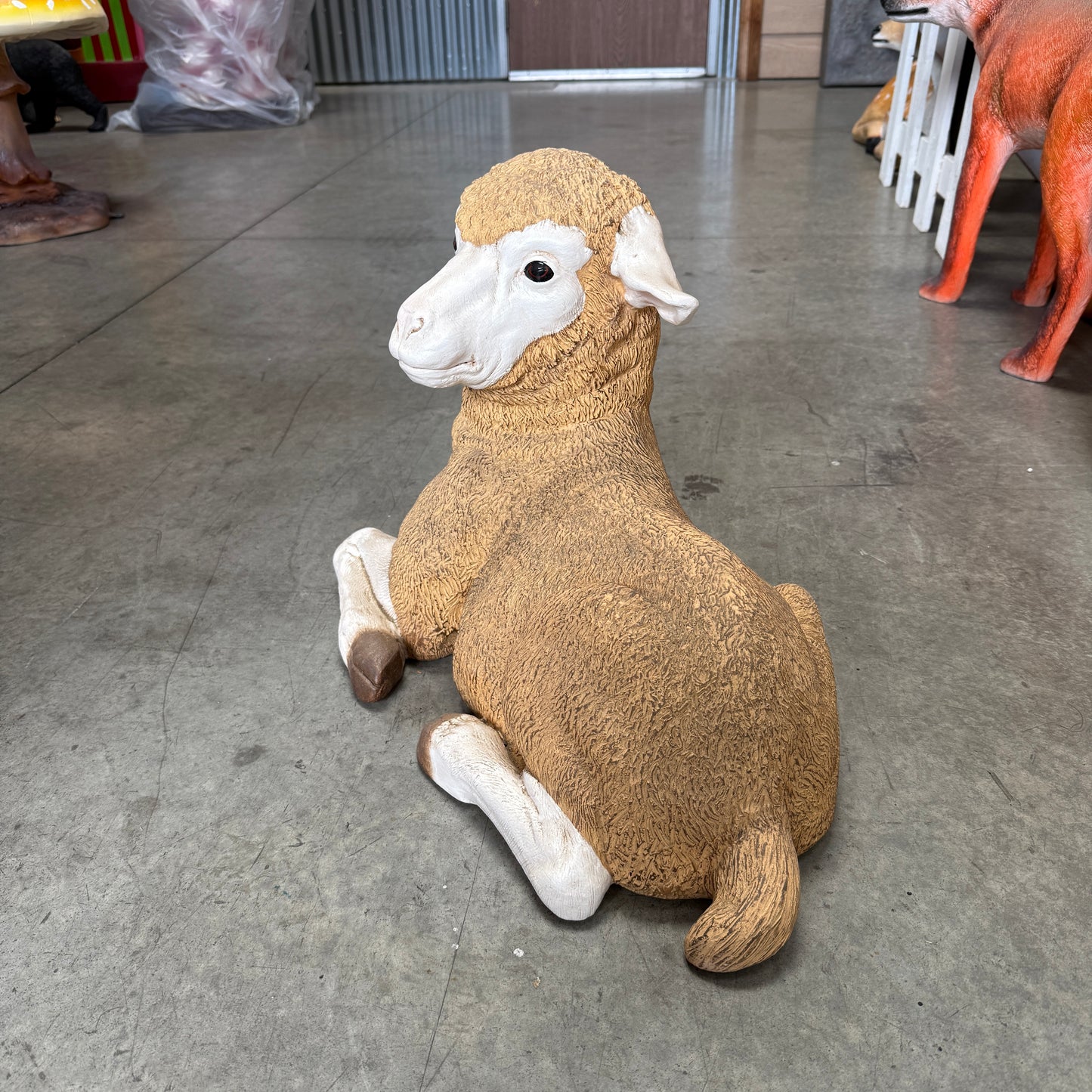 Baby Resting Merino Lamb Statue