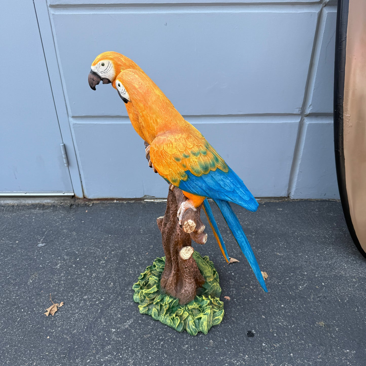 Yellow Macaw Parrots On Branch Statue
