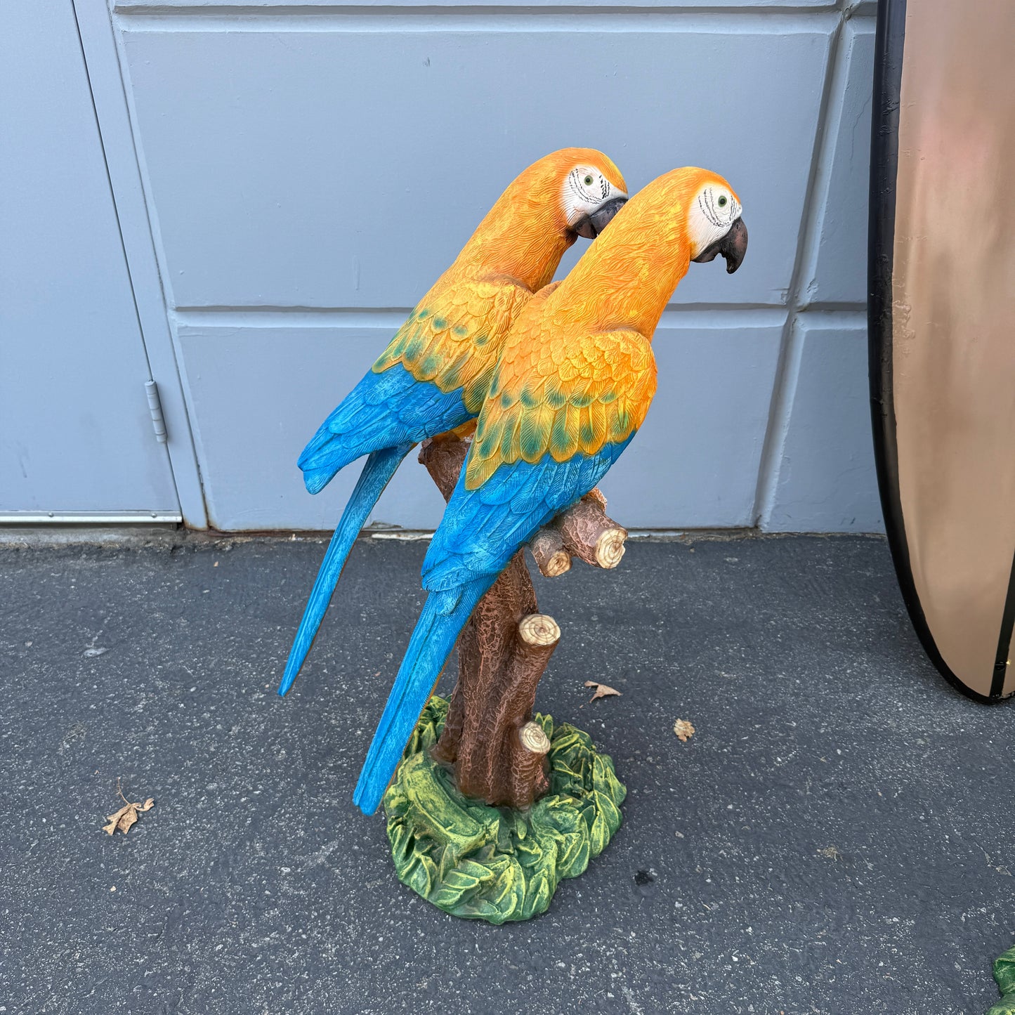 Yellow Macaw Parrots On Branch Statue