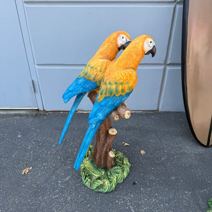 Yellow Macaw Parrots On Branch Statue