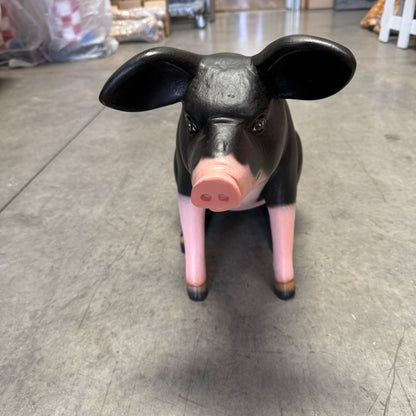 Baby Sitting Black And Pink Pig Statue