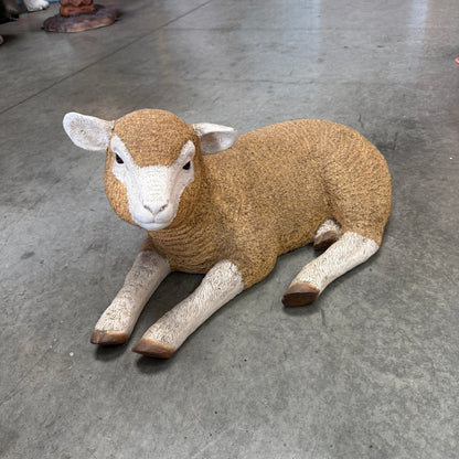 Baby Laying Merino Lamb Statue