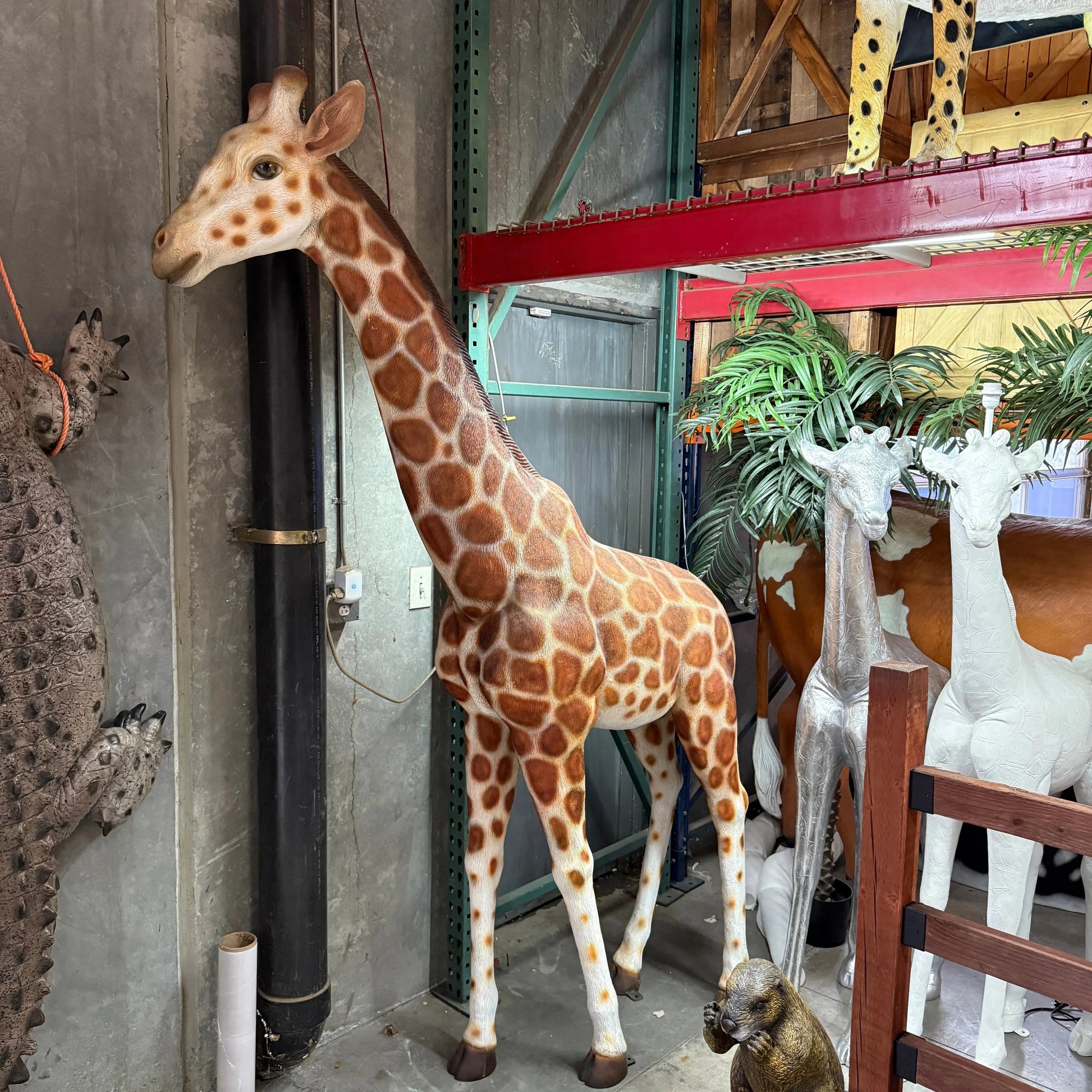 Large Walking Giraffe Statue A0744-R323-PT