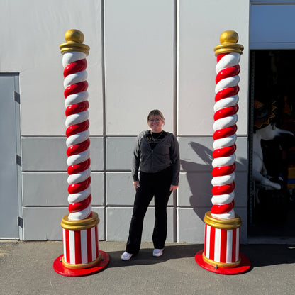 Candy Cane Twist Pillar Statue