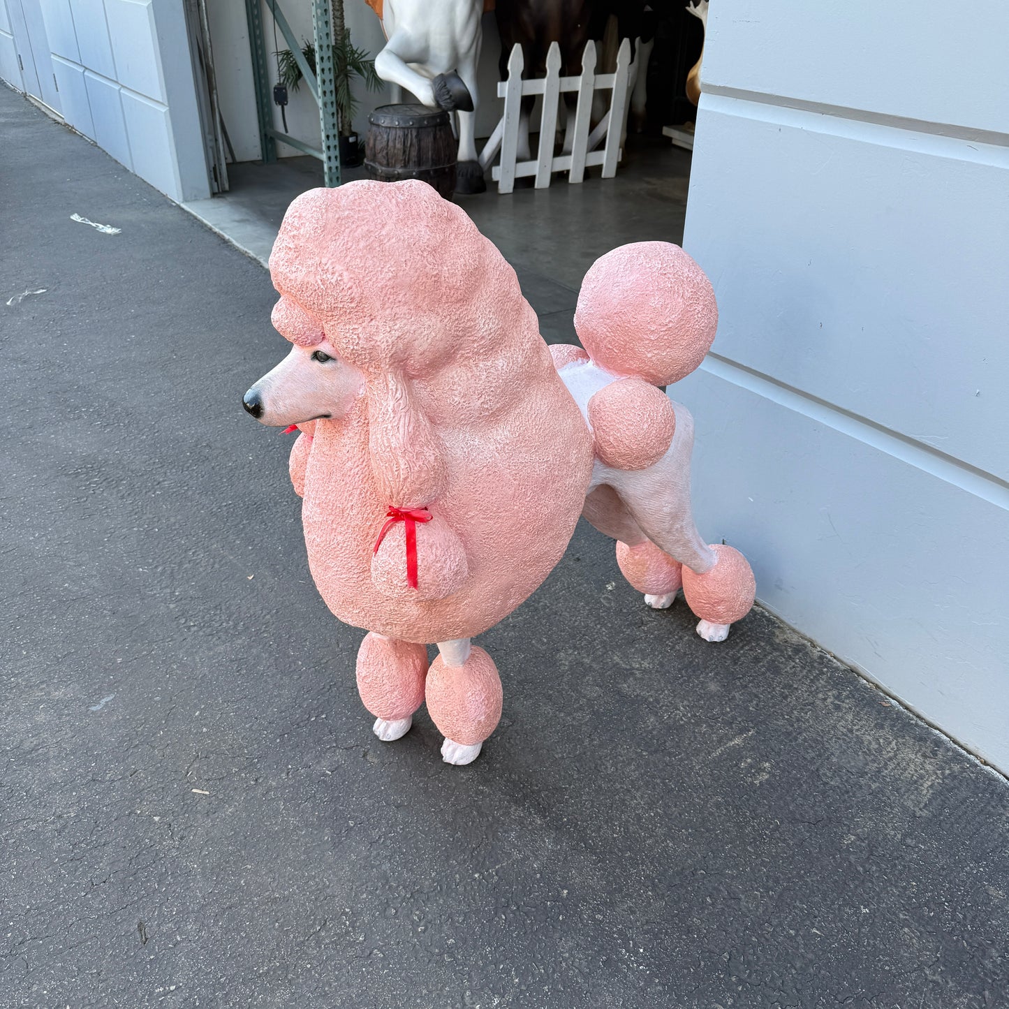 Pink French Poodle Life Size Statue