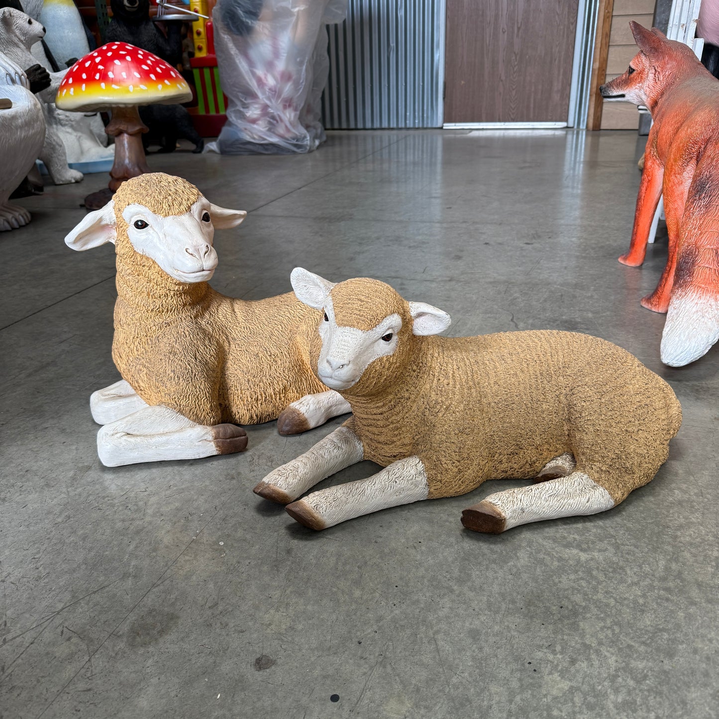 Baby Resting Merino Lamb Statue