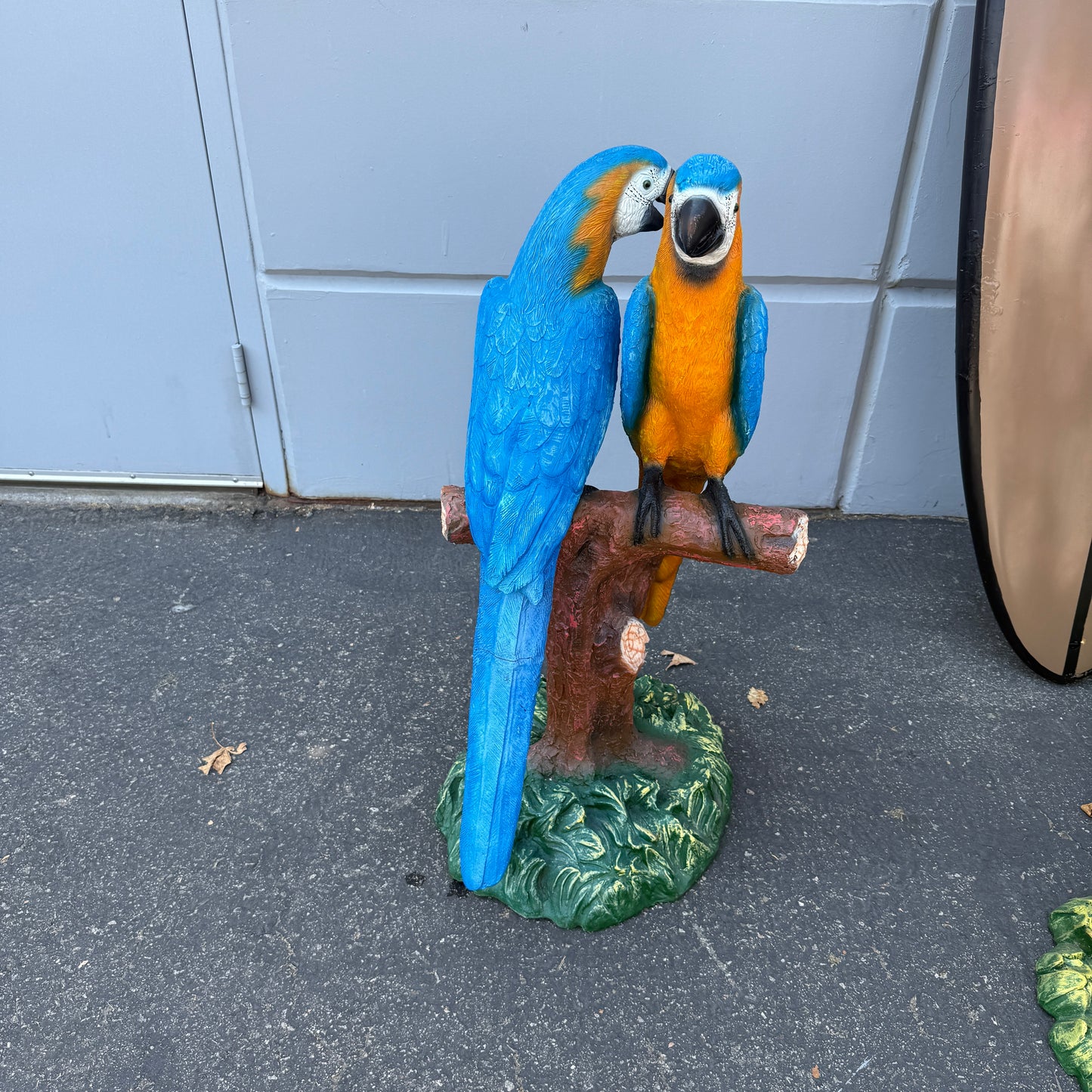 Blue Macaw Parrots On Branch Statue