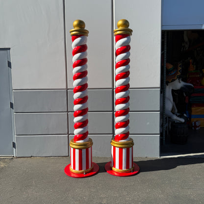 Candy Cane Twist Pillar Statue