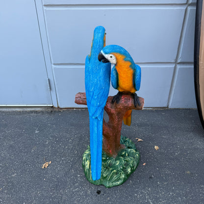 Blue Macaw Parrots On Branch Statue