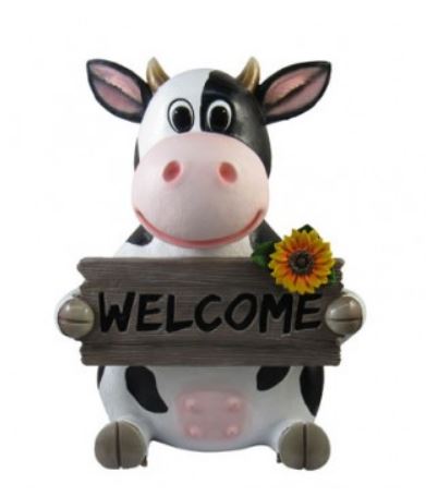 Cow Table Top Welcome Statue