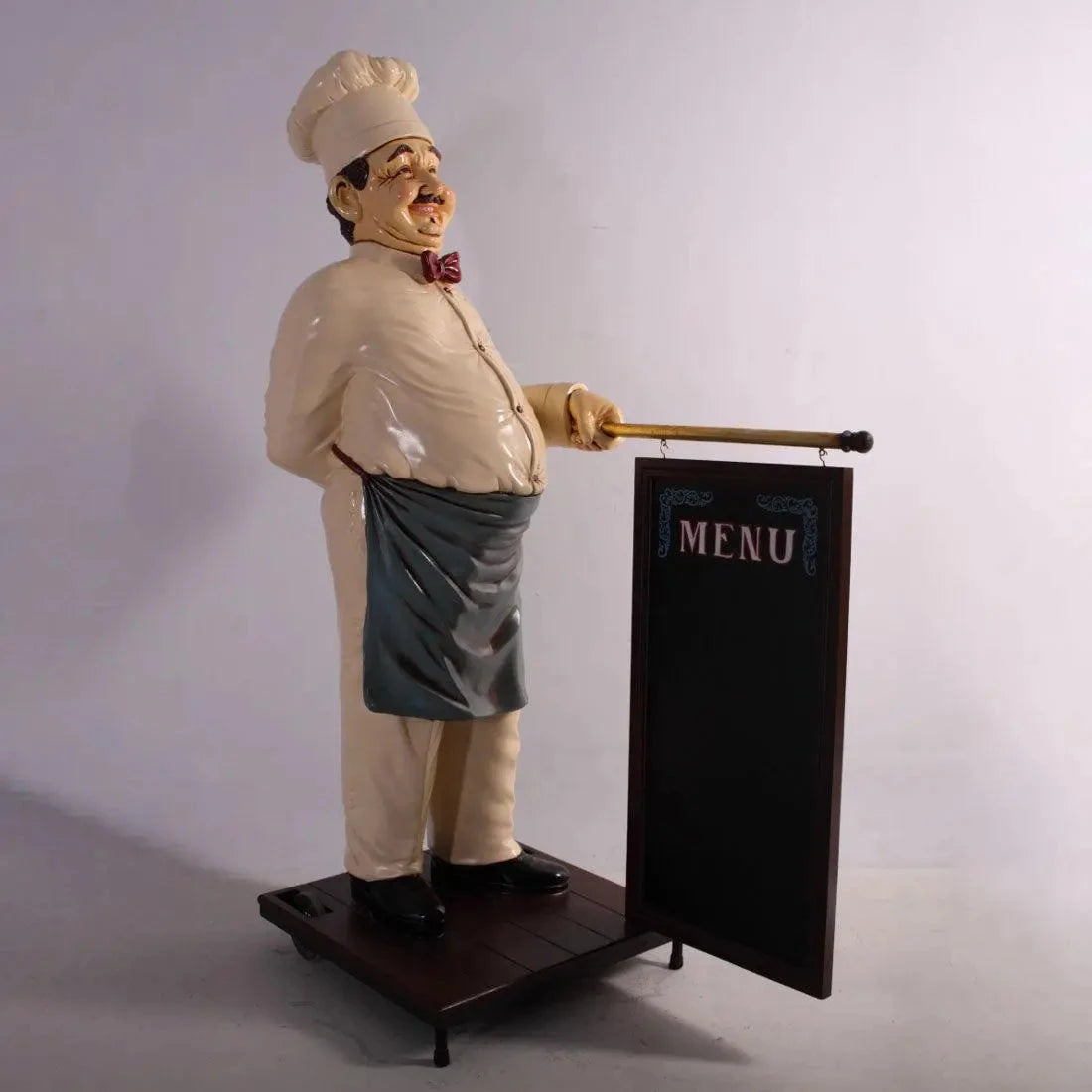 Chef With Rolling Menu Board Life Size Statue R0019-HFCM5-H