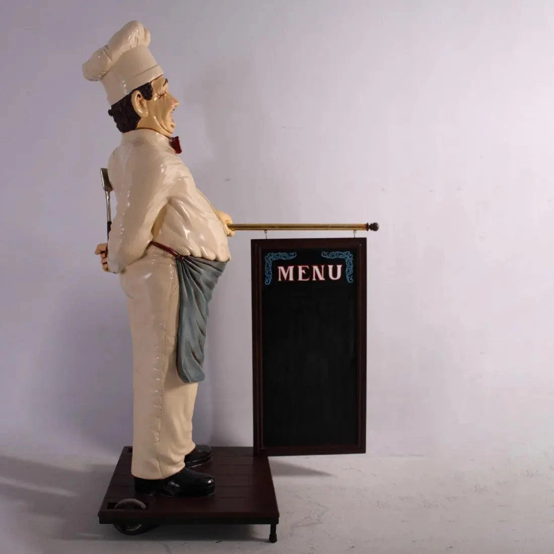 Chef With Rolling Menu Board Life Size Statue R0019-HFCM5-H