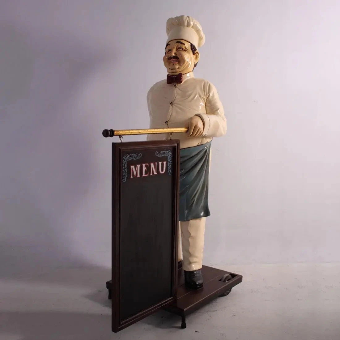Chef With Rolling Menu Board Life Size Statue R0019-HFCM5-H