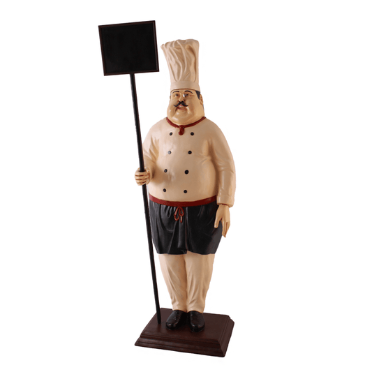 Pizza Chef With Menu Board Over Sized Statue - LM Treasures Prop Rentals 