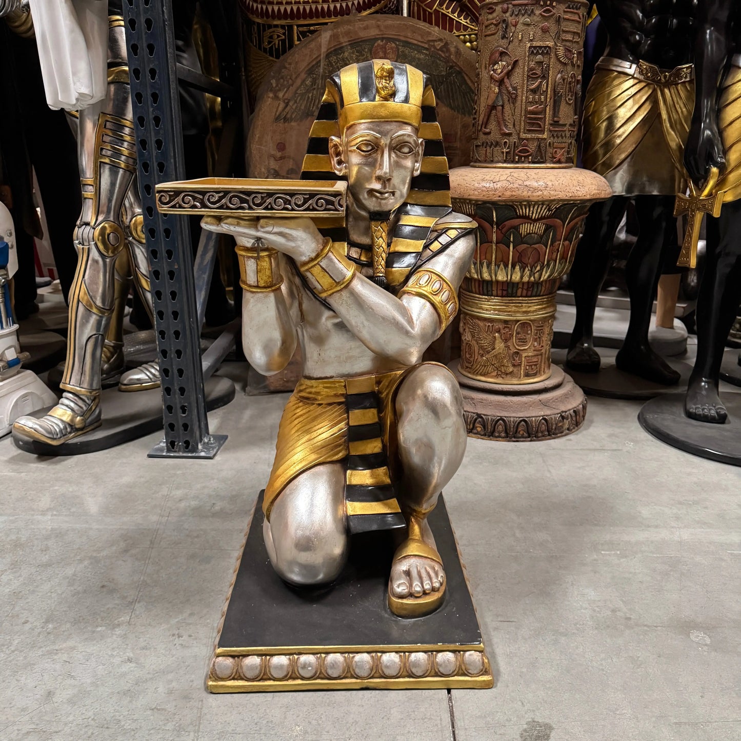 Egyptian Kneeling King Tut Table Statue E0088-HFKTT-H