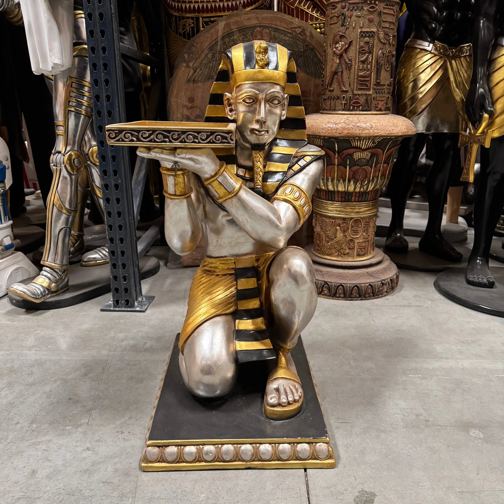 Egyptian Kneeling King Tut Table Statue E0088-HFKTT-H