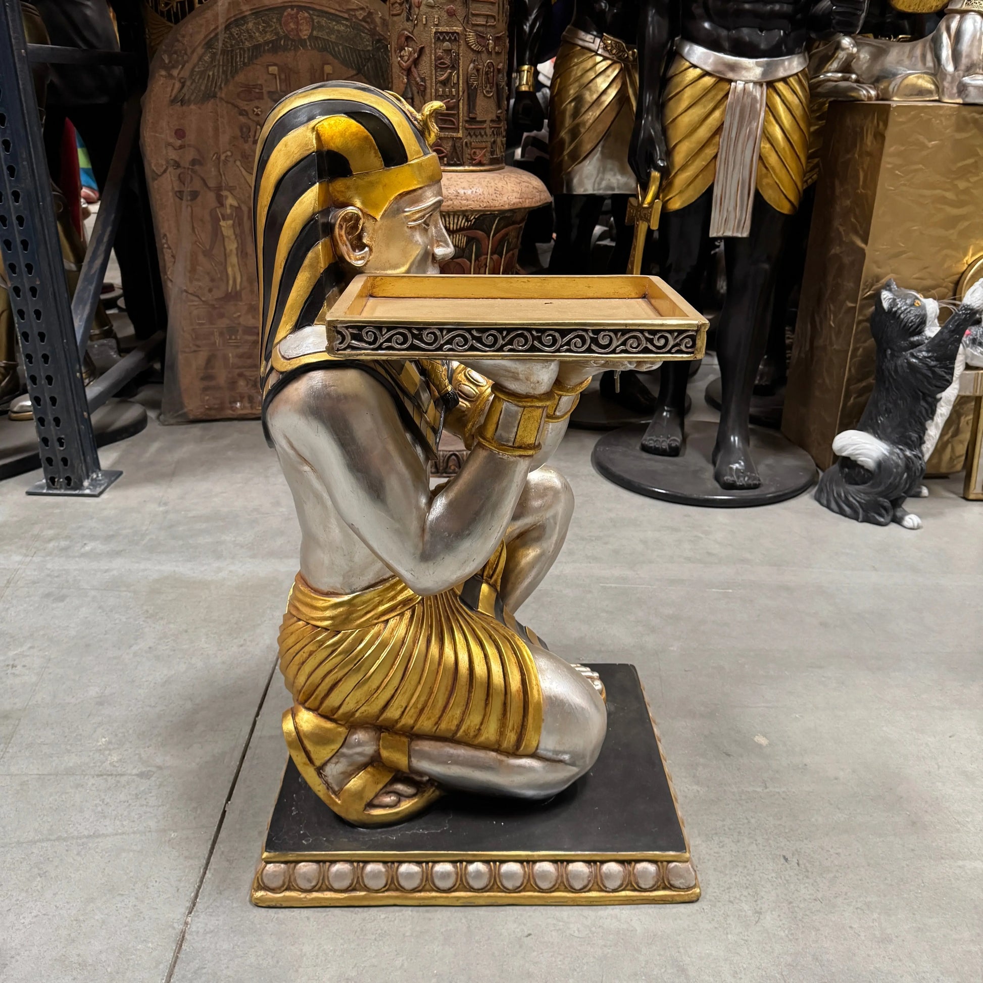 Egyptian Kneeling King Tut Table Statue E0088-HFKTT-H