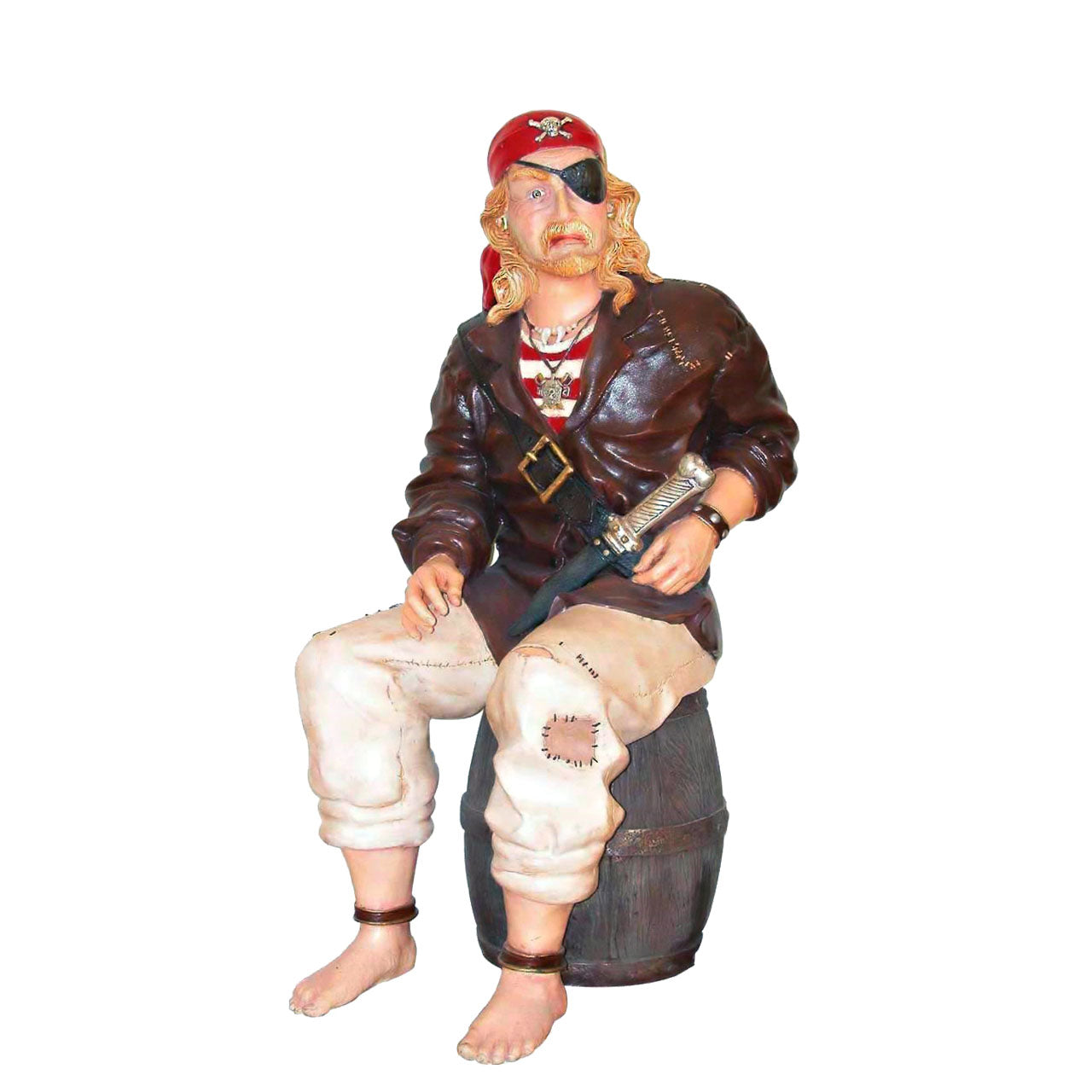 Pirate Sitting On Barrel Life Size Statue
