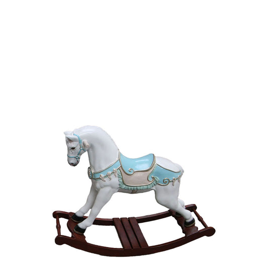 Blue Rocking Horse Rosa Statue