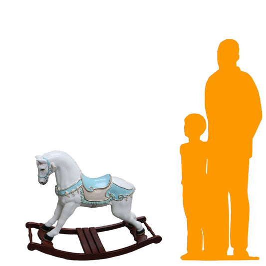 Blue Rocking Horse Rosa Statue