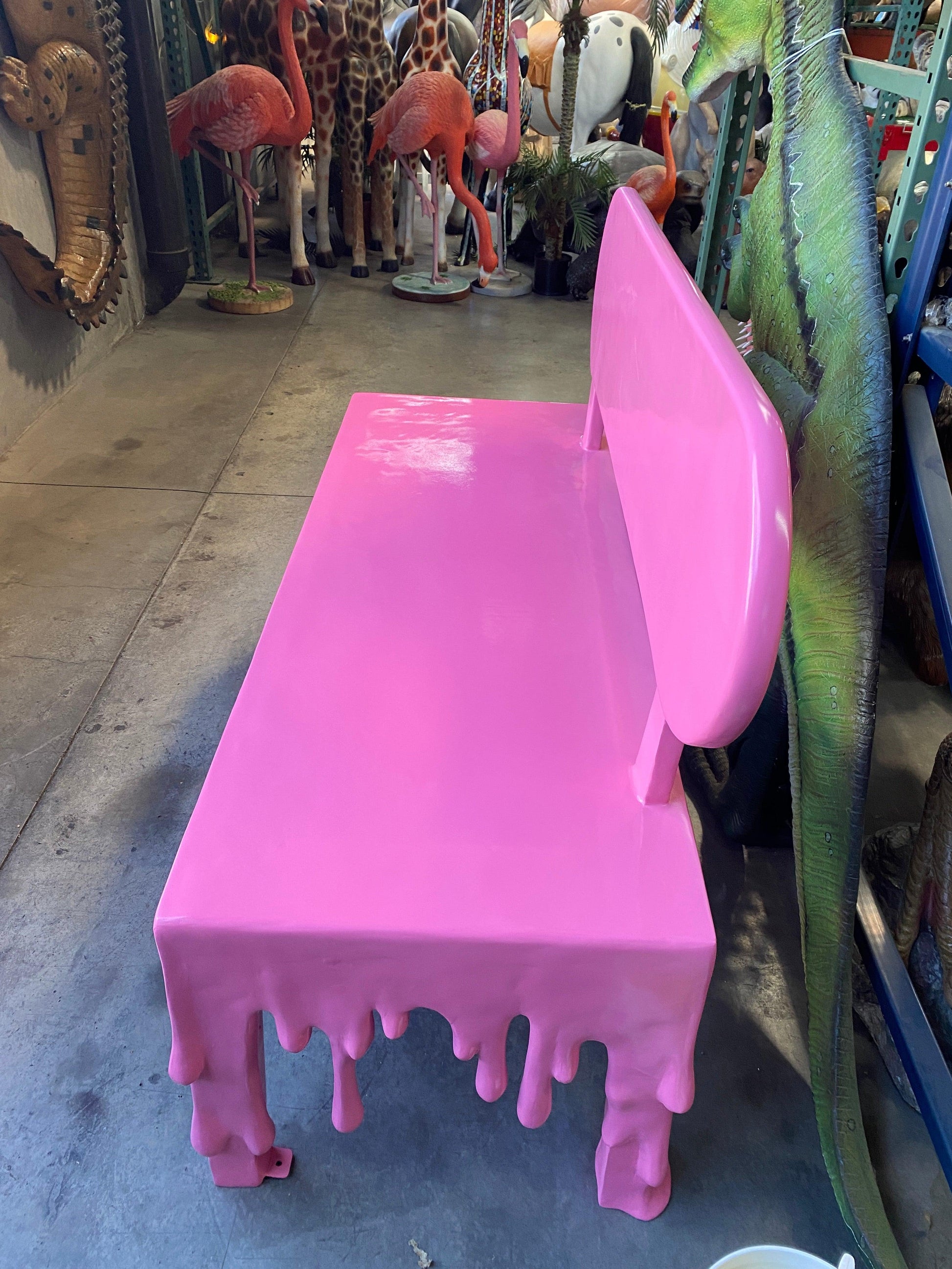 Pink Melting Drip Bench Statue - LM Treasures Prop Rentals 