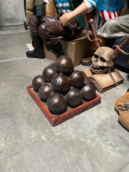 Cannon Balls Pyramid Life Size Statue - LM Treasures Prop Rentals 