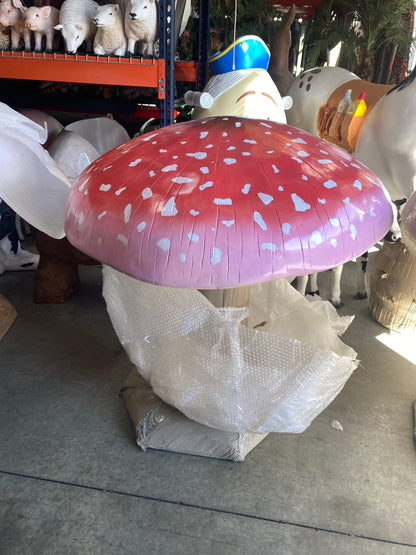 Large Pink Mushroom Statue - LM Treasures Prop Rentals 