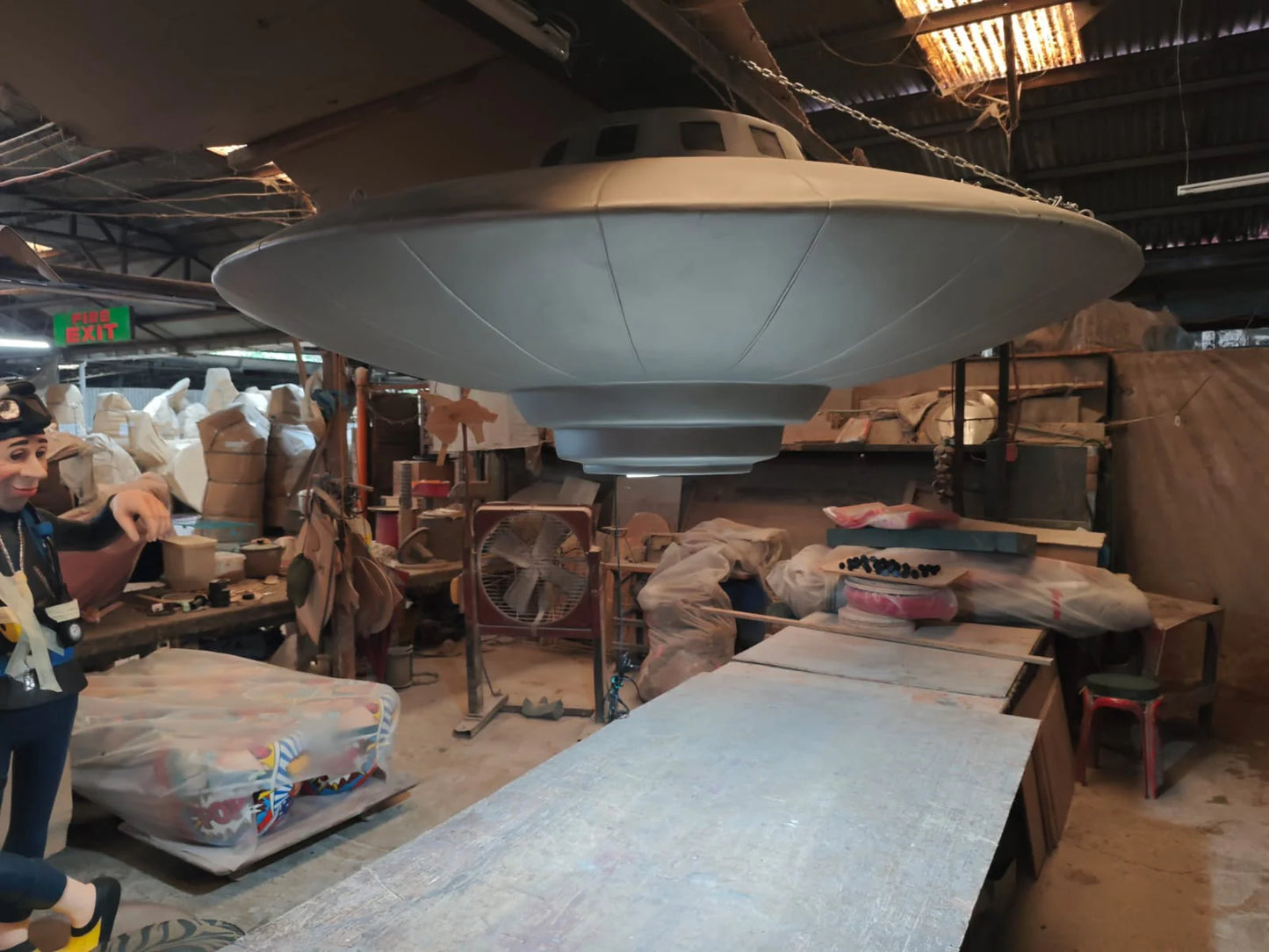 Large Hanging Alien Space Ship UFO Statue
