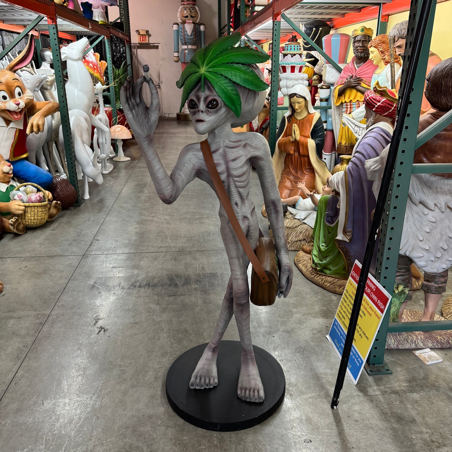 Standing Leaf Alien With Cigar Life Size Statue