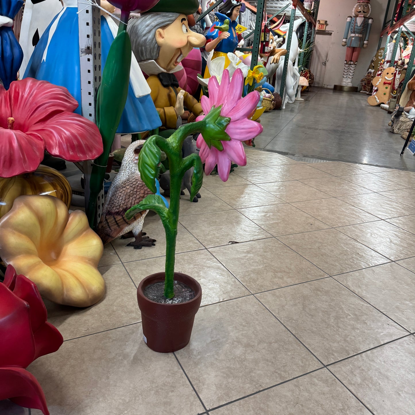 Small Pink Sunflower Statue