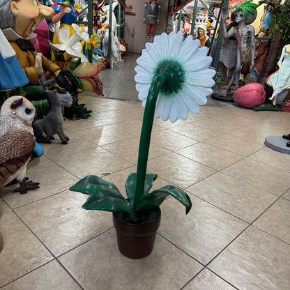 Small White Daisy Flower Statue