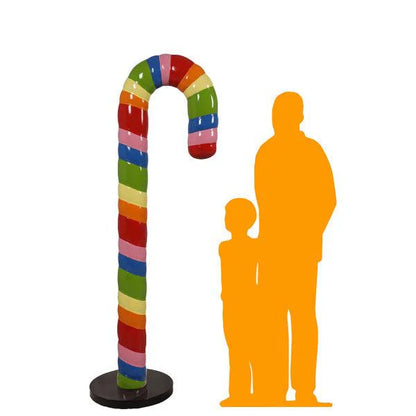 Large Rainbow Cushion Candy Cane Statue